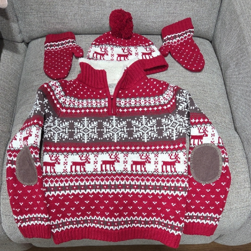 Red and White Reindeer Sweater Set